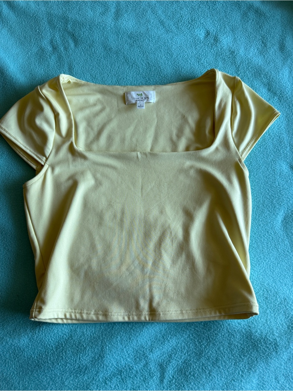 Square Neck Pale Yellow Crop Top